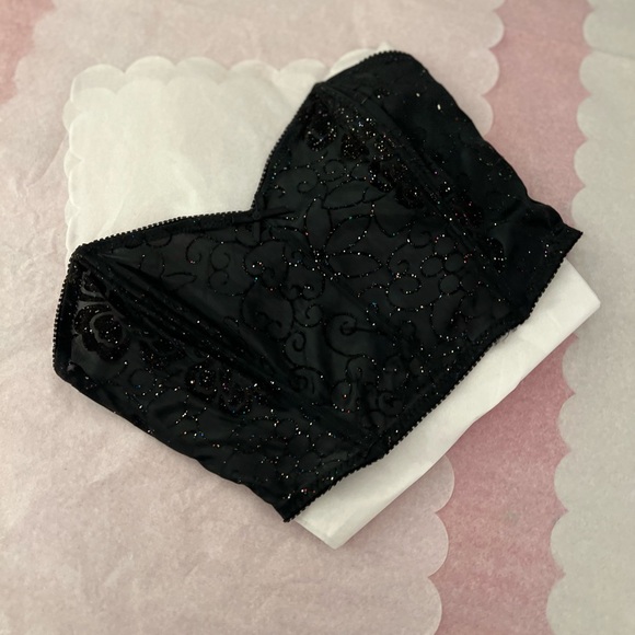 EUC VTG 90s black lace rainbow glitter bustier sz small Spencer 32A - Picture 2 of 12